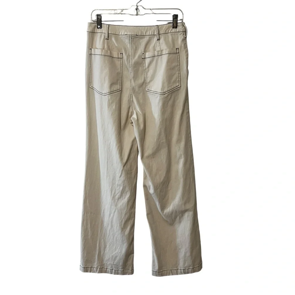 Monrow Wide Leg Pants In Off White Pockets High Rise Women’s M mom pleats